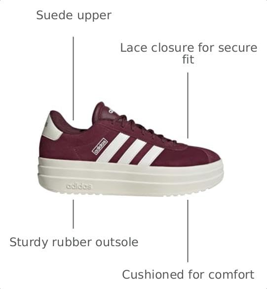 Image of Adidas Women's VL Court Bold, Maroon /White /Off-White, 9 Medium