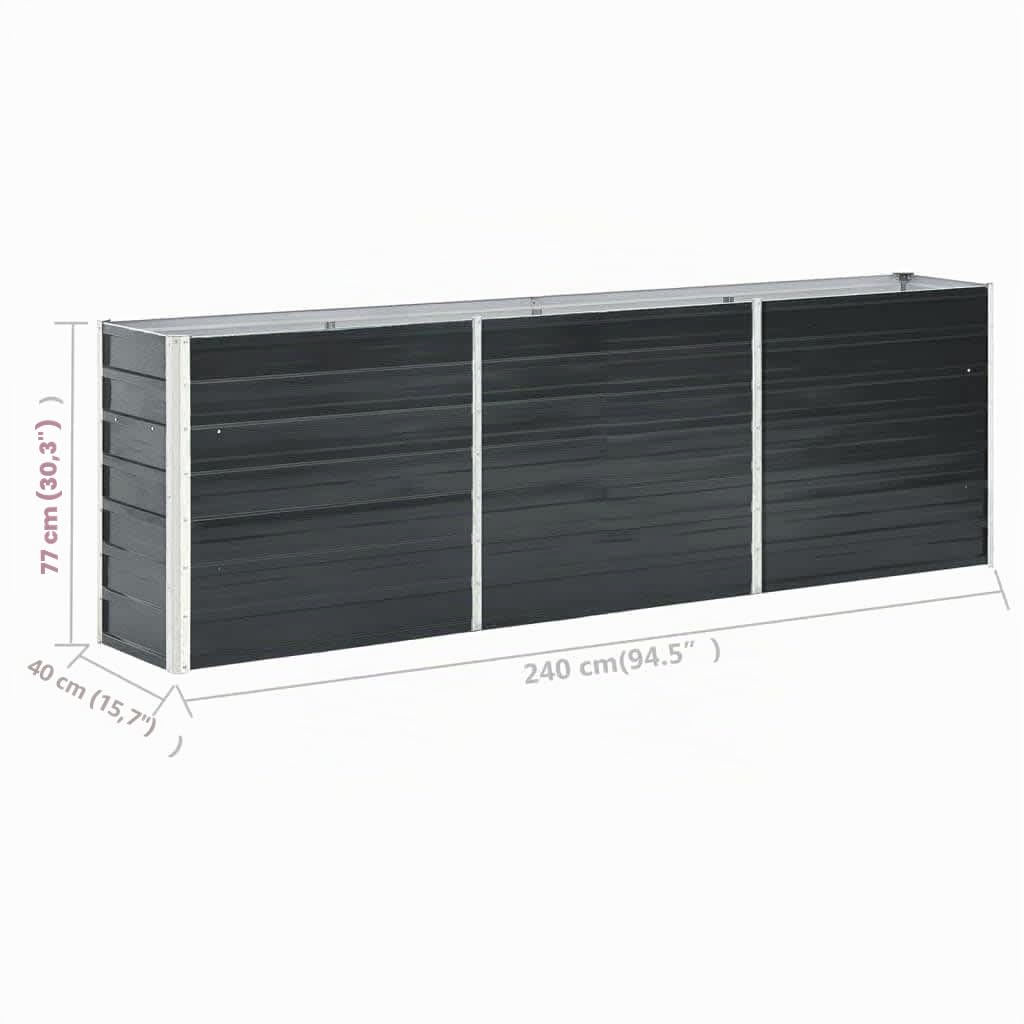 vidaXL Jardinière surélevée en Acier galvanisé 240 x 40 x 77 cm Anthracite