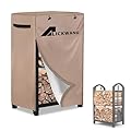 Alickwang 17 Inch Firewood Rack Cover,Heavy Duty 600D Waterproof Outdoor Firewood Storage Rack Cover,Cover for 2-Tiers Small Log Holders for Firewood.(14" D x 17" W x 30" H,Cover Only)