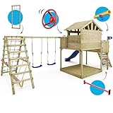 WICKEY Spielturm Klettergerüst Smart Fjord mit Schaukel & Roter Rutsche, Outdoor Kinder Kletterturm mit Sandkasten, Leiter & Spiel-Zubehör für den Garten - 2