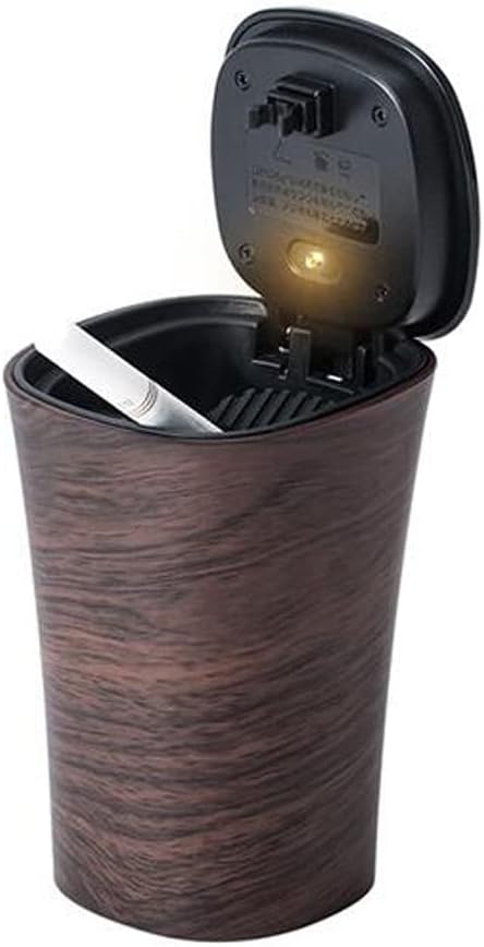 Solar Car Ashtray,Mini Car Ashtray with Yellow LED Light and Lid Portable Detachable Smokeless Smoking Stand Cylinder Cup Holder Cigarette Ashtray for Men Women