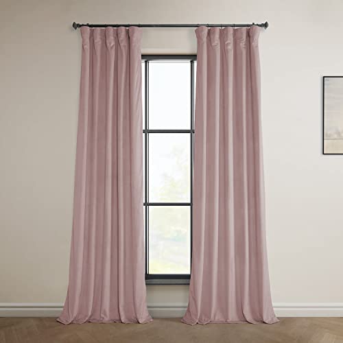 HPD Half Price Drapes Heritage Plush Velvet Curtains 84 Inches Long Room Darkening Curtains for Bedroom & Living Room 50W x 84L, (1 Panel), Ballet Pink