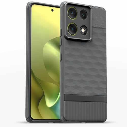 Image of Pikkme Back Cover for Motorola Moto G86 Power 5G Camera Protection 3D Hexa Cube Design Silicone Protective Bumper Case (Grey)