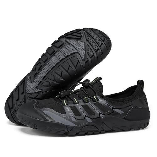 Image of SOBASO Water Shoes Women Men Hiking Dry Aqua Beach Swim Surf Shoes for Outdoor Fish Hiking Pool Black