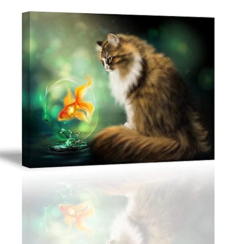 Cute Kitten Cat Lovely Animal Stretched Canvas Wall Art For Living Room Bedroom Home Decoration, Picture Print Painting Decor Giclee Artwork, Gallery Wrapped Gift, Nature Framed (12X16 Inches) C #TOP16