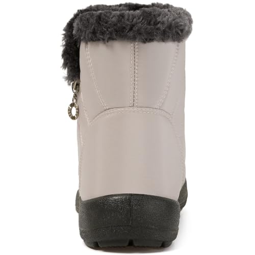 Image of Eagsouni Snow Boots Womens Winter Ankle Boots Ladies Warm Fur Lined Booties Thickening Shoes Zip Flat Sneakers Outdoor Booties