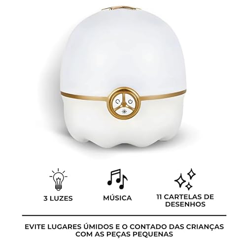 Luminária Giratória De Mesa Infantil Projetor Luzes 8 Modos Luminária Projetora de Estrelas Recarreg