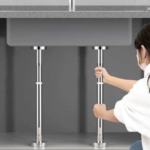 Undermount Sink Brackets, Adjustable Kitchen Sink Bracket, 2Pcs 30-80cm Stainless Steel Support Legs, For Kitchen And Bathroom Sink(35-50CM Silvery)