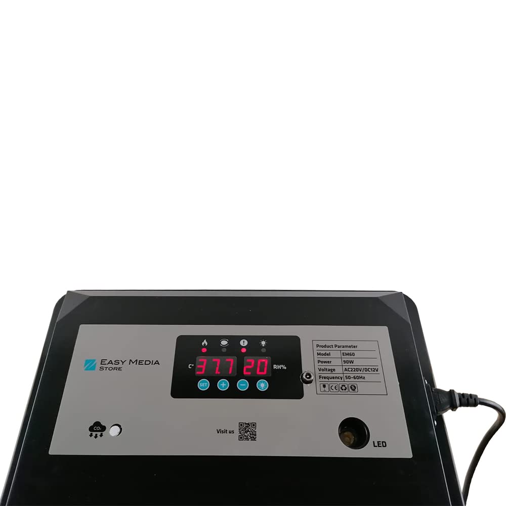 EASY MEDIA incubatrice automatica professionale EM60 per 60 uova di gallina, tacchina, faraona, anatra, oca con girauova automatico a rulli, igrometro