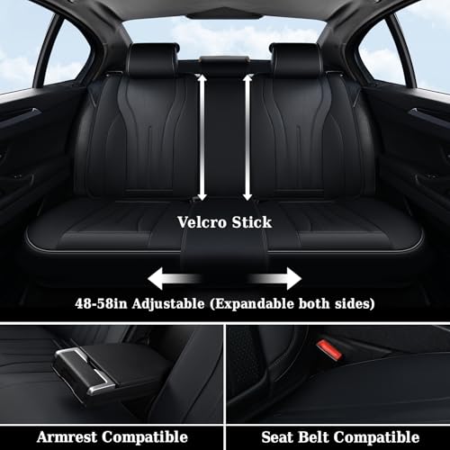 Image of Coverado Car Seat Covers Full Set, Black Leather Seat Cover for Cars, Luxury Waterproof Seat Cover, Front and Back Car Seat Protector Car Seat Cushion Universal Fit for Most Cars