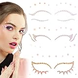 OIIKI 3 Sheets Eye Gems Stickers, Acrylic Face Makeup Rhinestones, Colorful Star Pearl Gems Eye Face Jewels, Halloween Glitter Eye Tattoo Stickers for Women Girls for Parties, Festivals