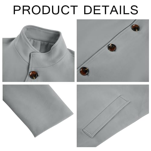 Image of Makkrom Mens Casual Overcoat Single Breasted Peacoat Business Topcoat