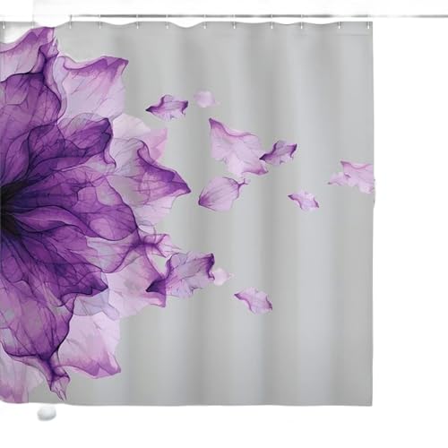 Rideau de douche fleur coloré art en polyester imperméable pour salle de bain