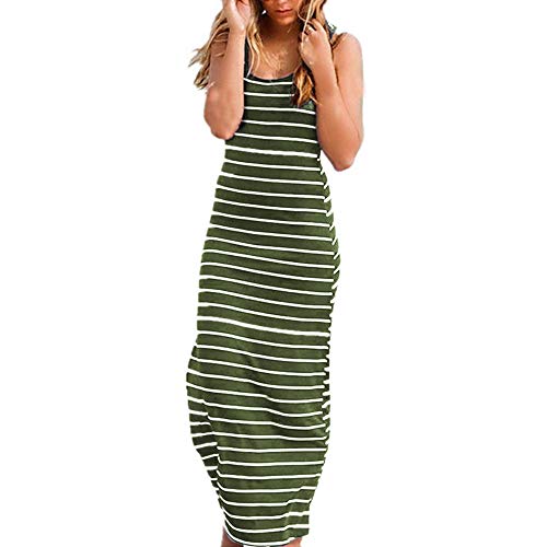 Image of Roselux Women Sleeveless Scoop Neck Striped Maxi Sundresses Loose Racerback Long Dress