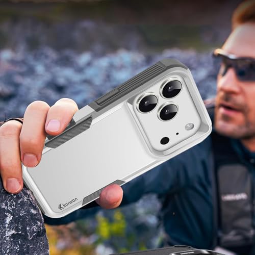 Image of KARWAN Rugged Matte Back Case Cover Compatible with iPhone 17 Pro Max Military Grade Drop Protection, Heavy Duty Shockproof Hybrid TPU + PC, Anti Slip Grip, Dual Layer Camera Protection, White