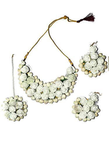 Jewellery Set of Foam flowers in white/off whitecolour for Woman||Girls||Bride|| Haldi|| Mehndi||Wedding||Puja By Ragini Creations (B09G3L5GRN) Amazon Price History, Amazon Price Tracker