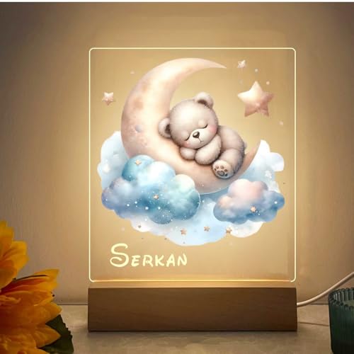 QAGIFTCO Custom Name Baby Night Light, Adorable Animal Pattern LED