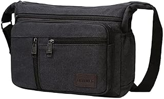 BOMKEE Messenger Bags for Men, Water Resistant Canvas Crossbody Bag, Shoulder Sling Working Bag, Women Multi Pocket Casual Travel Bag for Shopping School Fishing Camping Hiking Daily Use