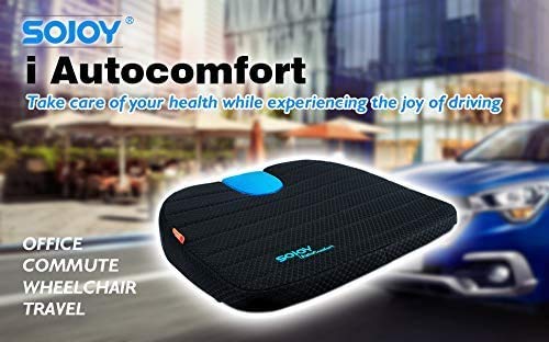 SOJOY Multi-Function Car Seat Cushion for Car Drivers Wedge Coccyx Support for Back, Hemorrhoids, Hip, Leg Pain Orthopedic Memory Foam Breathable, Washable Cover (18.5X16 X 3 Inch) - Thumbnail 3