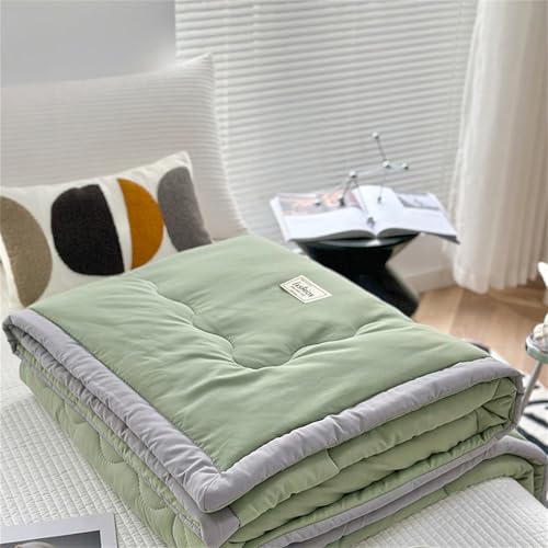 Highdi Nordic Reversible Bed Throws Quilted Bedspreads, Lightweight Patchwork Quilt Comforter Single Double, Cotton Throw Summer Quilt, Quilted Blanket for All Seasons (Green,110x150cm)