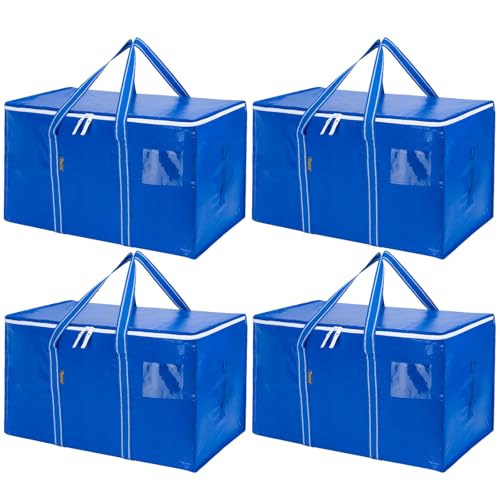 Image of BALEINE 4-Pack Oversized Moving Bags with Reinforced Handles, Heavy-Duty Storage Tote for Clothes, Moving Supplies (Royal Blue, 4-Pack)