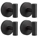 Rise age Suction Cup Hooks for Shower, Removable Towel Hooks for Bathrooms Wall Window, Glass No Drill Hooks for Hanging Wreath, Robe, Loofah, Washcltoh 4 Pcs Black (Black, 4 PCs)