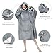 MOKANI Kuscheldecke mit Ärmeln und Kapuze Hoodie Decke, Decken Hoodie Decke mit Ärmeln, Übergröße Kapuzenpullover für Damen Herren, Grau
