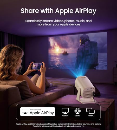 BIGASUO Roku TV Rotating Smart Projector w/ WiFi & Bluetooth - image 7