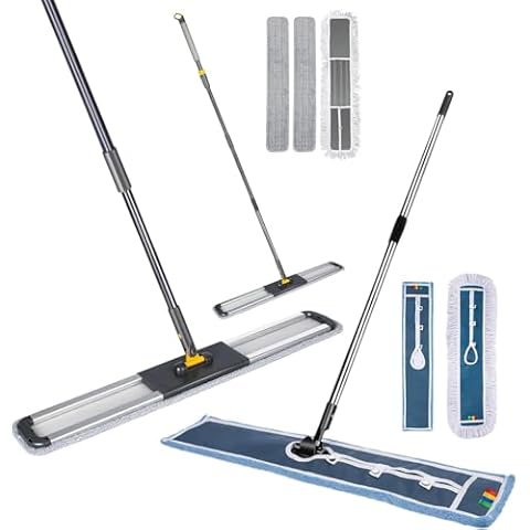 Nolopau Commercial Industrial Mop for Floor Cleaning, Dust Mop with Washable Mop Pads, Heavy Duty Wet and Dry Mop for Hardwood Tiles Laminate Cover