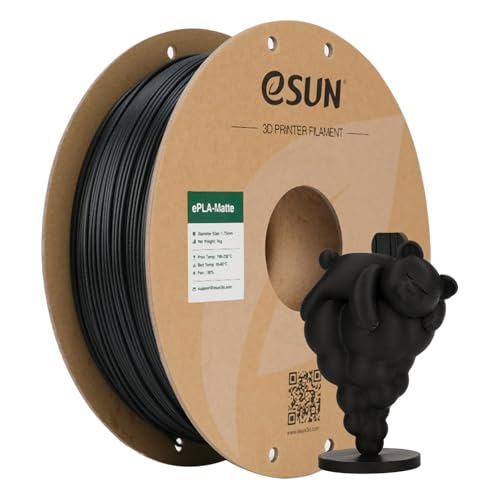 Image of eSUN Matte PLA Filament 1.75mm Deep Black, 3D Printing PLA Filament 1.75mm Dimensional Accuracy + /- 0.03mm, 1kg Carboard Spool (2.2lbs) for Most FDM 3D Printers