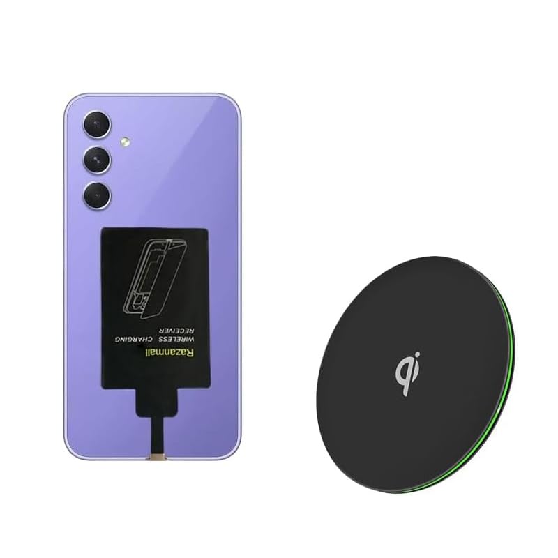 External Type-C Wireless Charging Adapter for Samsung Galaxy A54 A34 A24 A14 5G Phone with Qi Charger PAD