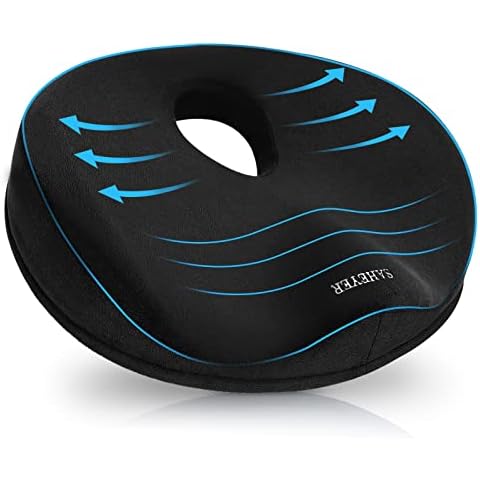 SAHEYER Seat Cushion For Tailbone Pain Relief,Office Chair Cushion for Sciatic Nerve Pain Relief,Butt Pillow for Enhanced Comfort In Long-Term Sitting (Black) Cover
