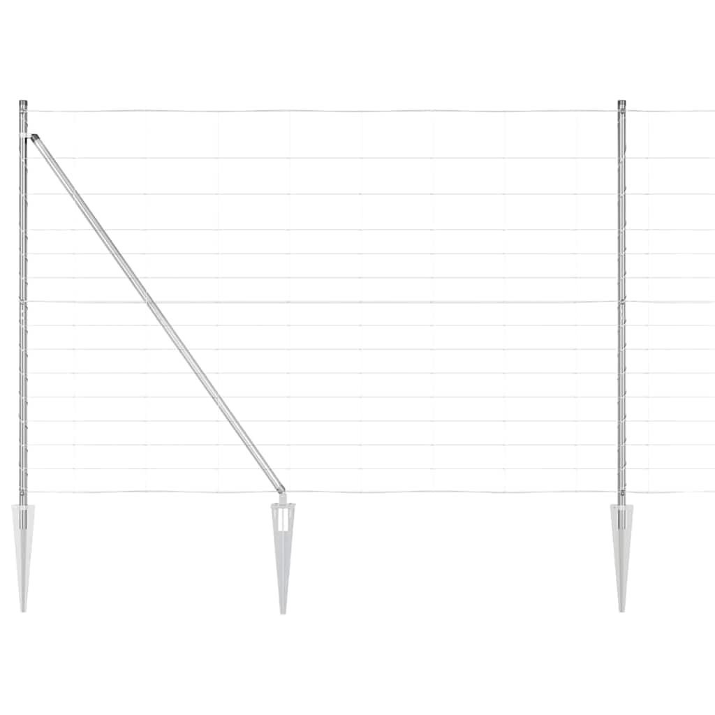 Galvanised Steel Fence Post 50 x 1.6m Heavy Duty Ground Spike Kit for Garden Boundary Weather Resistant Outdoor Perimeter Security Modern Rectangular Design 52 Spikes Included