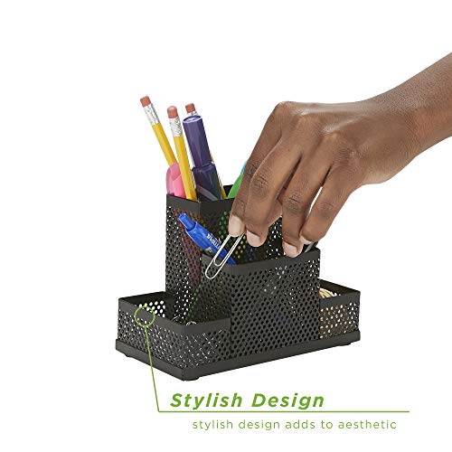 Image of Mind Reader EMPORG2-BLK 2 Piece Cup, Pen, Pencil, Paperclip, Thumbtack Holder, Office Supplies Storage Organizer, Sticky Notes, Index Cards, Black, 2 Count