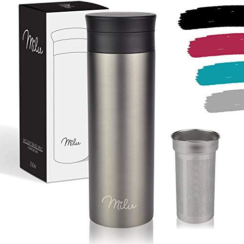 Milu Taza aislante de café y té para llevar - 350ml, 450ml 100% a prueba de fugas - acero inoxidable para beber - vaso…
