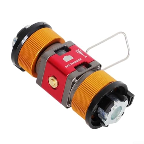 Convertidor de tanque de gas, válvula de recogida de gas residual de tanque de gas visual para camping, adaptador de transferencia de carga mutua para exteriores (rojo)