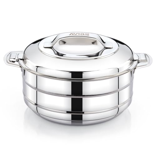Image of AVIAS Astra Plus Stainless Steel 1500ml Casserole | Double Walled PUF Insulated Roti & Chapati Hot Box for kitchen | Hot case for Rice & Gravy | 1.5L