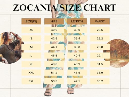 ZOCANIA Womens High Waist Pants Hawaii Print Flower Summer Vacation Casual Daily Baggy Elastic Waist Palazzo Trousers2