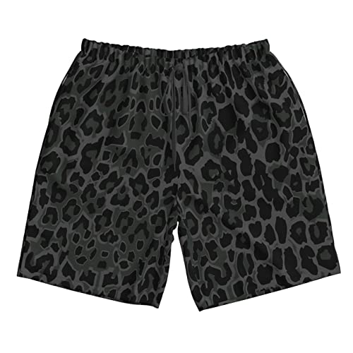 Black Leopard Print Mens Swim Trunks Men's Shorts Swimwear Bathing Suits Quick Dry Beach Shorts with Pockets