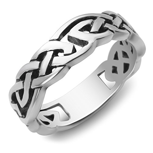 Chuvora 925 Sterling Silver Celtic Knot Eternity Trinity Classic Band Ring Size 7