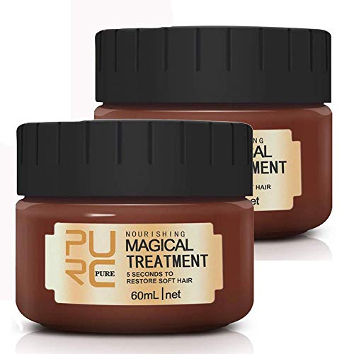 2 Pack Magical Hair Treatment Mask, 60ml Advanced Molecular Hair Roots Treatment Professtional Hair Conditioner, 5 Seconds to Restore Soft Hair, Deep Conditioner Suitable for Dry & Damaged Hair