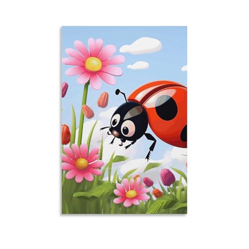 Toile murale sans cadre motif coccinelle esthétique 60x90