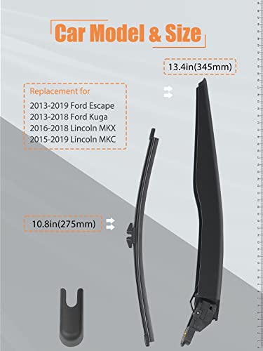 Rear Wiper Arm Blade, Replacement For 2013-2019 Ford Escape, 2015-2017 Lincoln Mkc - Mikkuppa Back Windshield Wiper Assembly Replacement - All Season Natural Rubber Cleaning Window #TOP1