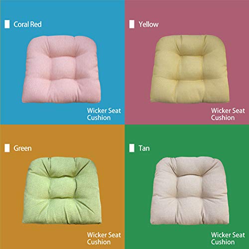 Bossima Patio Tufted Seat Cushion For Outdoor Furniture, Set Of 2, Furniture Chair Pad (Olefin Mixed Yellow/Grey) #TOP3