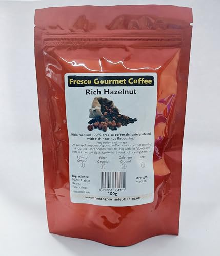 Flavoured Coffee Bean - Rich Hazelnut Ground for Cafetiere 200g