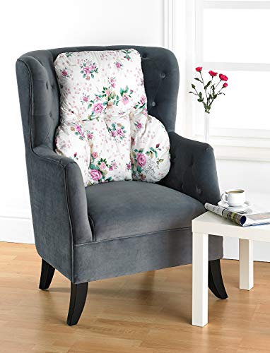 The Duvet & Pillow Company Posture Therapy Support Cushion - Rosegarden Floral Print - Lumbar/Back/Orthopedic Armchair Support & Pain Relief - T-Shaped - Reading, TV