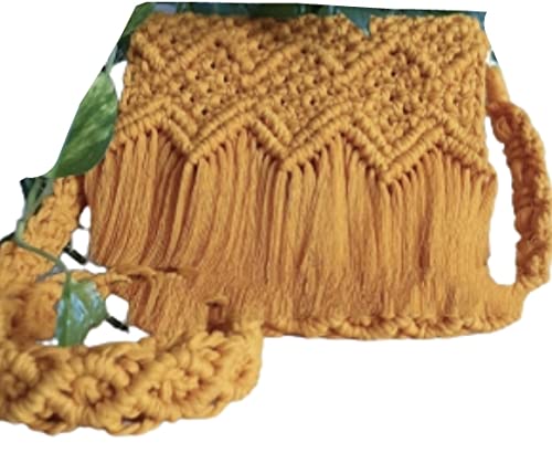 Sac en macramé jaune ordinateur portable pochette 30,5x33
