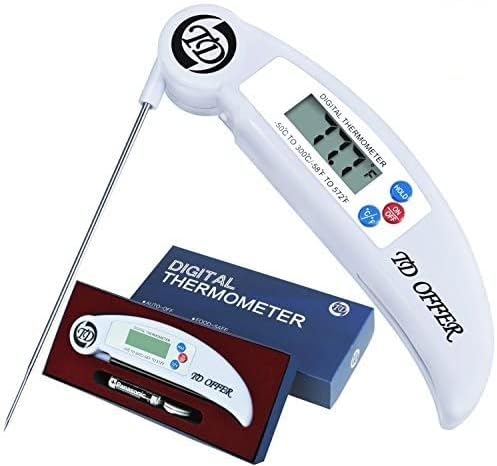 TD OFFER BBQ Meat Thermometer Instant Read,Best Digital Thermometer with Probe for Kitchen Oven Ciiking Food Grill Liquid and Candy,White