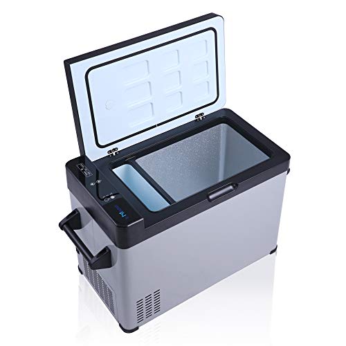 52-Quart Portable Refrigerator Freezer, 2 IN 1, -7.6°F to 68°F Quick Cooling 12V Portable Car Refrigerator with LCD Display for Home, Shockproof Large Cooler for Outdoor RV Camping Travel, One Door
