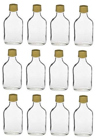 Nakpunar 12 pcs 100 ml Glass Flask Bottles with Gold Tamper Evident Cap (12, 100 ml Gold)